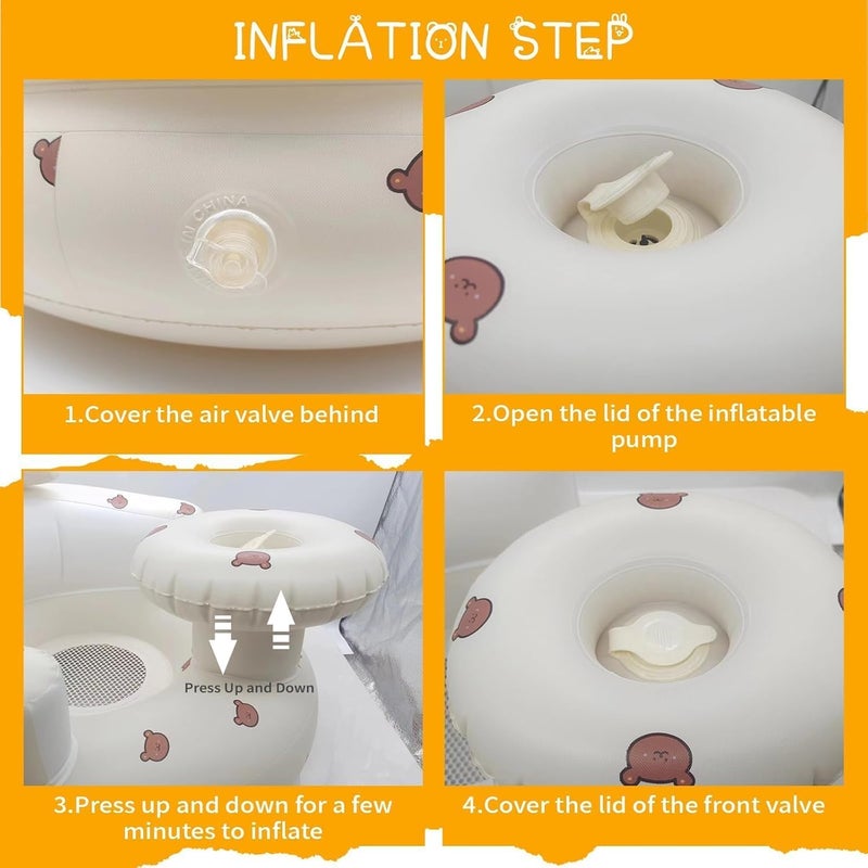 KASTWAVE Inflatable Baby Seat with Tray and Back Support - Cute Bear Design - Image 5