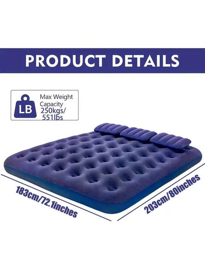 Inflatable Air Mattress with Built in Pump Pillows Sleeping Pad 80 x 60 x 8 66 Inches for Home Camping Beach Travel Living Room Outdoor Balcony Backyard Party - Image 4