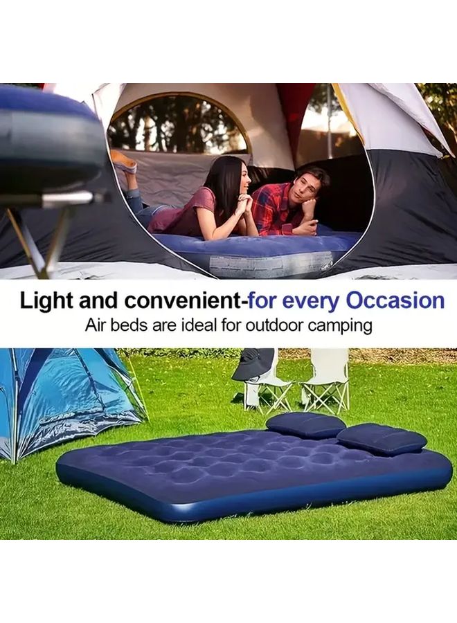 Inflatable Air Mattress with Built in Pump Pillows Sleeping Pad 80 x 60 x 8 66 Inches for Home Camping Beach Travel Living Room Outdoor Balcony Backyard Party - Image 1