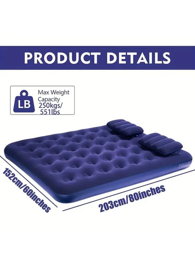 Inflatable Air Mattress with Built in Pump Pillows Sleeping Pad 80 x 60 x 8 66 Inches for Home Camping Beach Travel Living Room Outdoor Balcony Backyard Party - Image 3