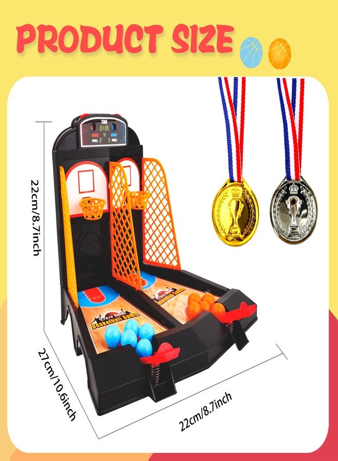 Fahacop Tabletop Basketball Shooting Game Set Includes 1 Pcs Basketball Court 30 Pcs Basketball Balls and 2 Pcs Medal for Kids Birthday Basketball Party Gifts and Adult to Reduce Stress Game - Image 2