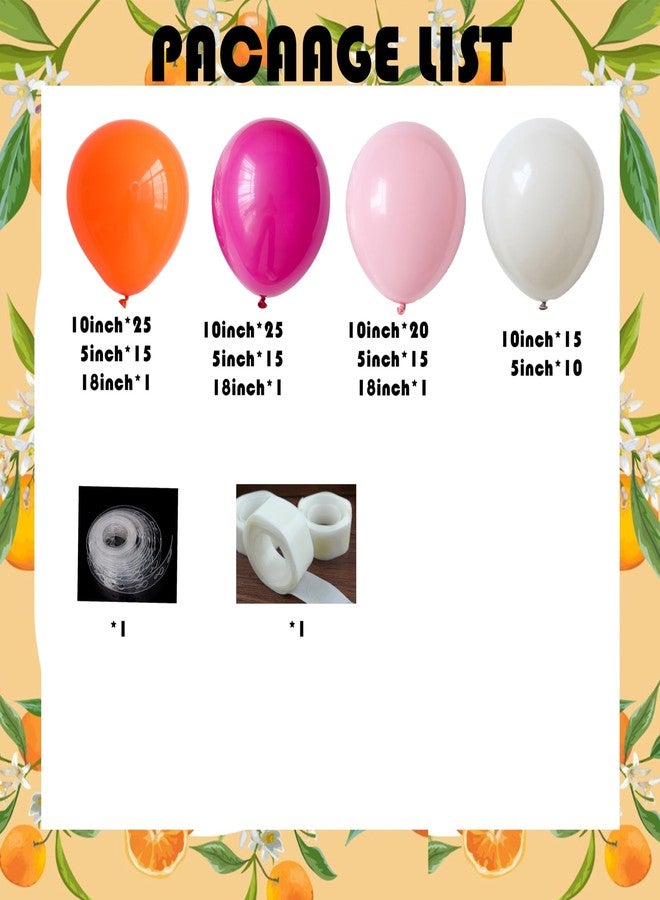 بالونار طقم قوس بالونات باللونين الوردي والبرتقالي الفاتح مع بالونات لاتكس مقاس 18/10/5 بوصة لحفلات الخطوبة الاستوائية وحفلات أعياد الميلاد الصغيرة اللطيفة بطابع الليمون (وردي وبرتقالي فاتح) - Image 2