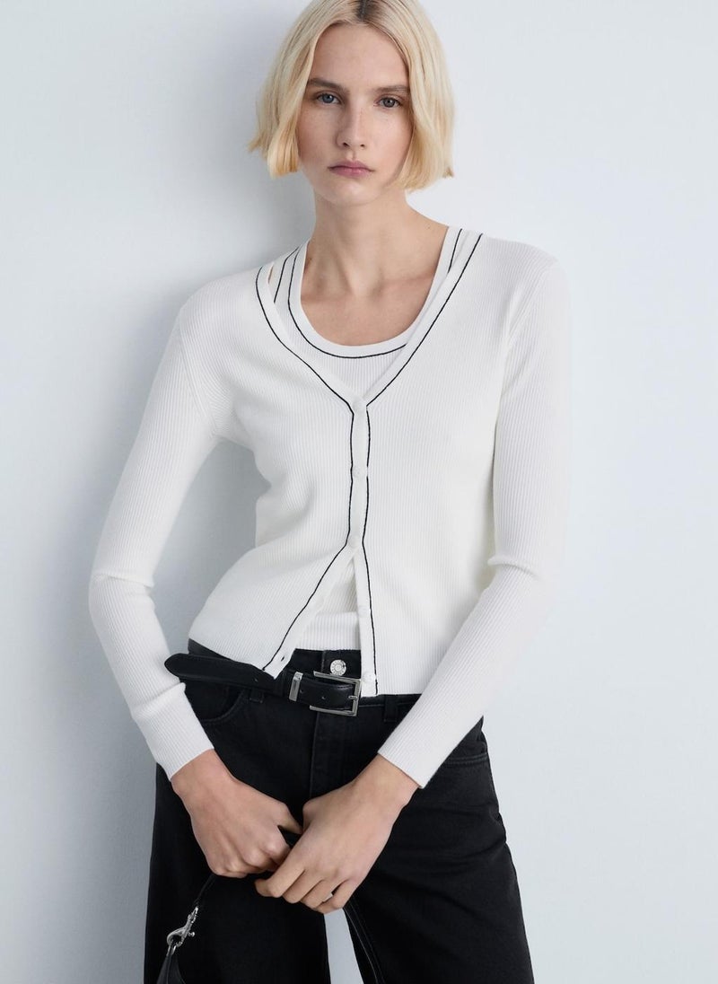 MANGO Casual V-Neck Knitted Cardigan  - Image 1