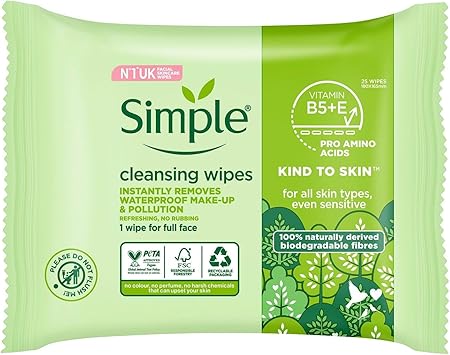 Simple Kind To Skin Cleansing Facial Wipes 25 Pieces - Image 1