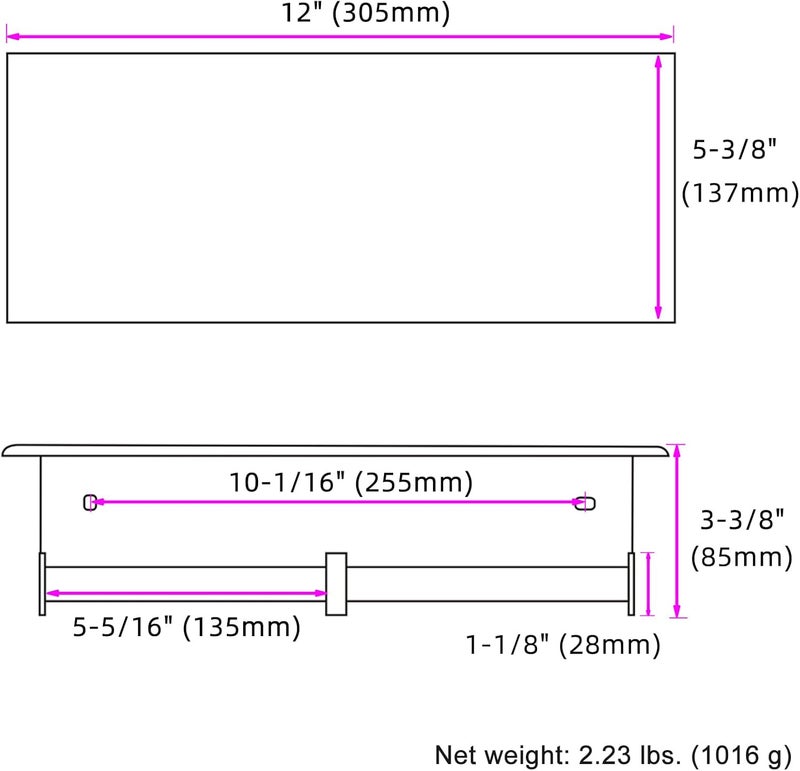 APLusee Brushed Gold Double Toilet Paper Holder with Shelf, Heavy Duty 304 Stainless Steel Tissue Roll Holder, Commercial Paper Dispenser Wall Mounted - Image 2