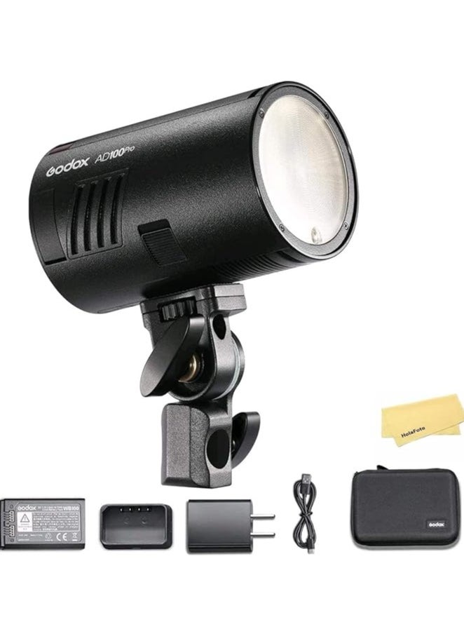 Godox - GODOX AD100Pro 100W Flash 2.4G HSS 1/8000s Pocket Round Monolight with 2600mAh Battery Compatible for Canon Sony Nikon - Image 1