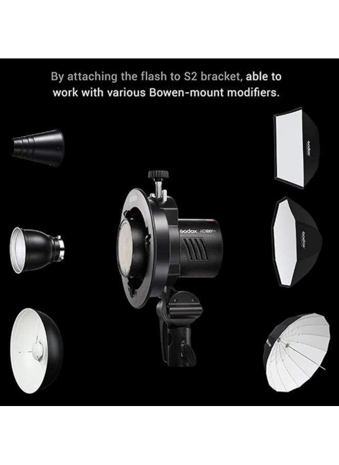 Godox - GODOX AD100Pro 100W Flash 2.4G HSS 1/8000s Pocket Round Monolight with 2600mAh Battery Compatible for Canon Sony Nikon - Image 1