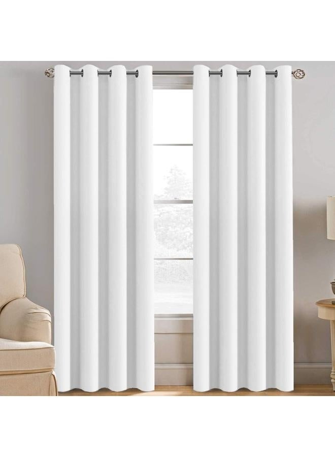 1pairs White Curtain Long for Living Room Thermal Insulated Window Treatment Panel Bedroom Curtain for Door Thermal Curtains for Winter - One Panel - Grommet, White-140cm*244cm - Image 5