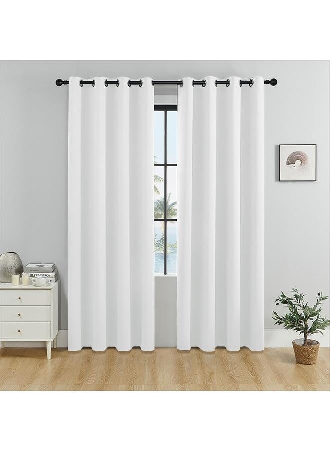 1pairs White Curtain Long for Living Room Thermal Insulated Window Treatment Panel Bedroom Curtain for Door Thermal Curtains for Winter - One Panel - Grommet, White-140cm*244cm - Image 1