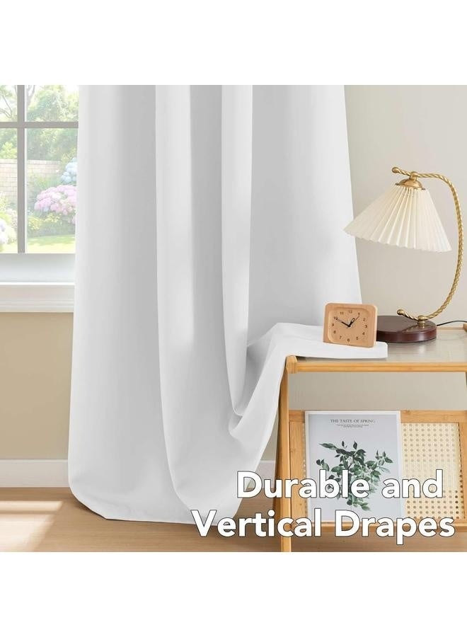 1pairs White Curtain Long for Living Room Thermal Insulated Window Treatment Panel Bedroom Curtain for Door Thermal Curtains for Winter - One Panel - Grommet, White-140cm*244cm - Image 3