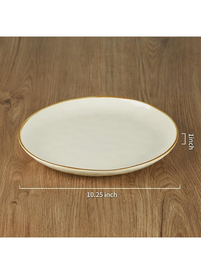 Famiware Ocean 6 Piece Stoneware Dinner Plates in 10.25 inches, Scratch Resistant, Microwave & Dishwasher Safe, Vanilla White - Image 2