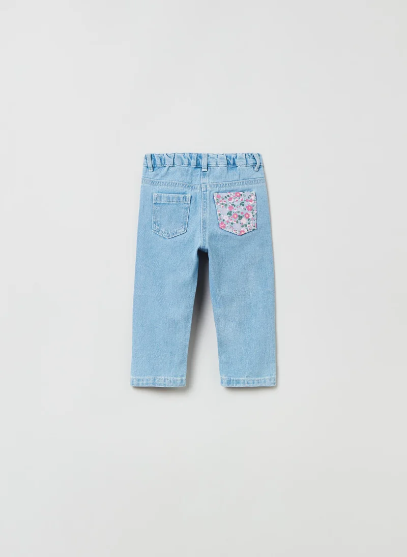 او في اس OVS Five-Pocket Jeans With Floral Print