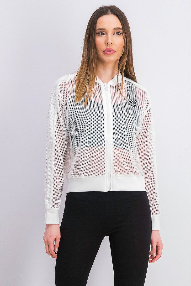 PUMA Women Classic Mesh Bomber Jacket, White  - Image 1