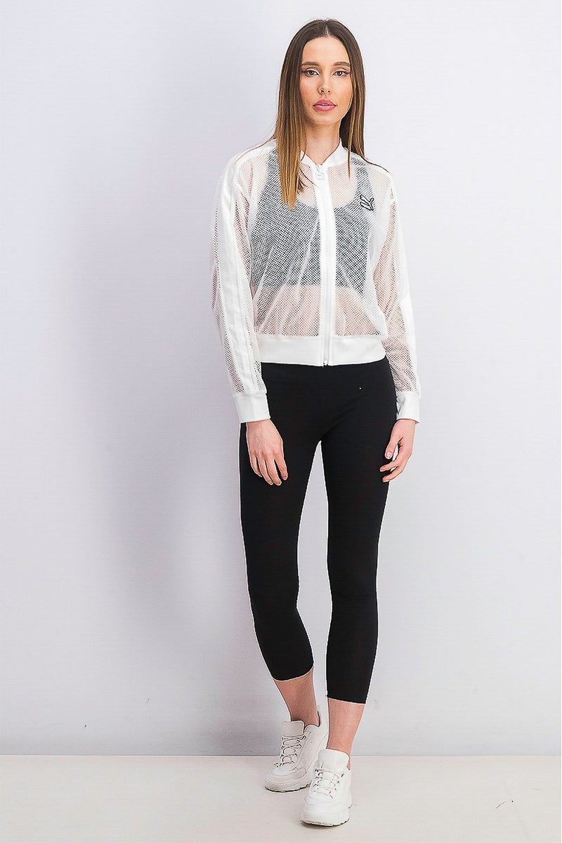 PUMA Women Classic Mesh Bomber Jacket, White  - Image 2