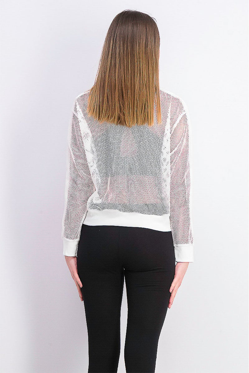 PUMA Women Classic Mesh Bomber Jacket, White  - Image 4