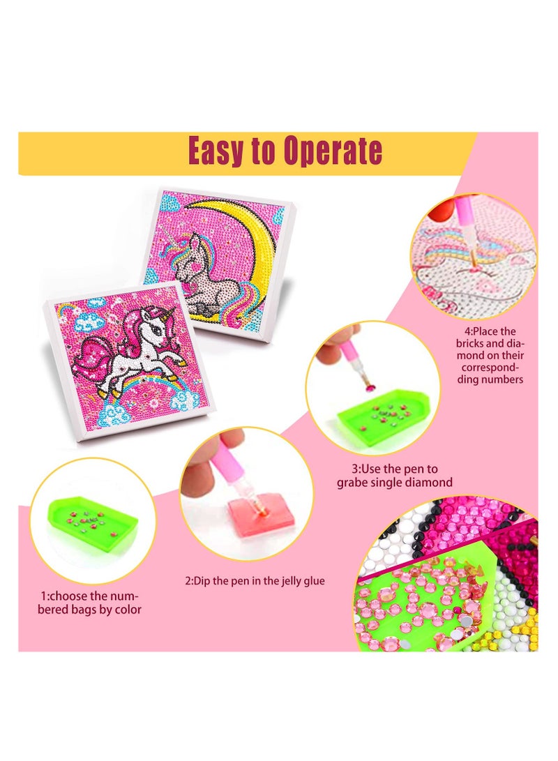 SYOSI 5D Diamond Painting for Kids, Diamond Art Kits with Frames Easy to DIY Gem Art by Numbers Gift for Boys Girls Ages 6-12 (7.5×7.5 in) - Image 3