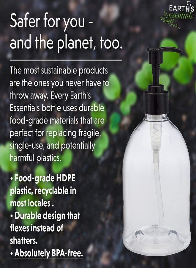 Earth's Essentials (U.S. Made) Earth's Essentials (6 Pack) Designer Hand Soap and Sanitizer Dispensers, Empty Plastic Pump Bottles, Perfect for Shampoo, Lotion, and More, BPA-Free PET Plastic. - Image 4