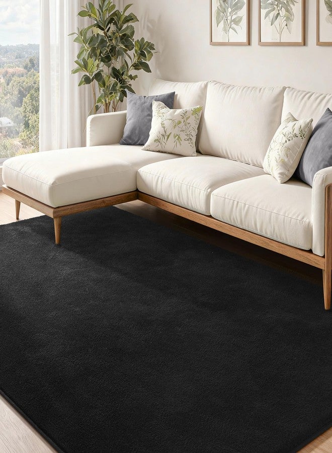 Keeko 4x6 Black Area Rugs for Bedroom, Soft Modern Living Room Rug Indoor Non Slip Low Pile Washable Rug Fluffy Fuzzy Memory Foam Carpets Throw Rugs for Kids Nursery Classroom Dorm Room Decor - Image 4