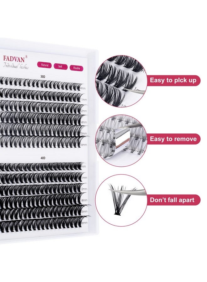 FADVAN Lash Clusters Individual Lashes 240Pcs Diy Eyelash Extension 30D+40D D Curl Mixed 916Mm Cluster Lashes Natural Wispy Reusable Mink Lash Cluster At Home By Fadvan(30D+40D0.07D 916Mm) - Image 2