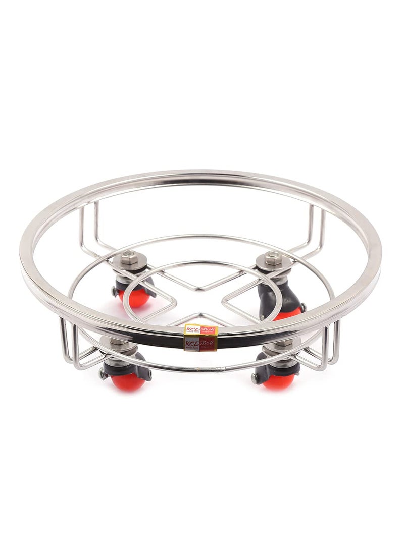KCL KCL Stainless Steel Cylinder Trolley with Wheels Gas Trolley Lpg Cylinder Stand 1 Unit Dimensions 30Cm  - Image 1