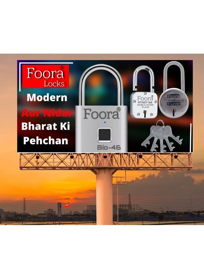 Foora Foora Ultimate 65mm Long Shackle Padlock | Secure Your Home, Door, Gate, Shutter | Premium Double Locking 8 Lever | 5 Silver Keys Included | Made in India  - Image 3