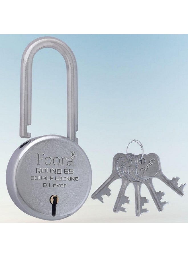Foora Foora Ultimate 65mm Long Shackle Padlock | Secure Your Home, Door, Gate, Shutter | Premium Double Locking 8 Lever | 5 Silver Keys Included | Made in India  - Image 1