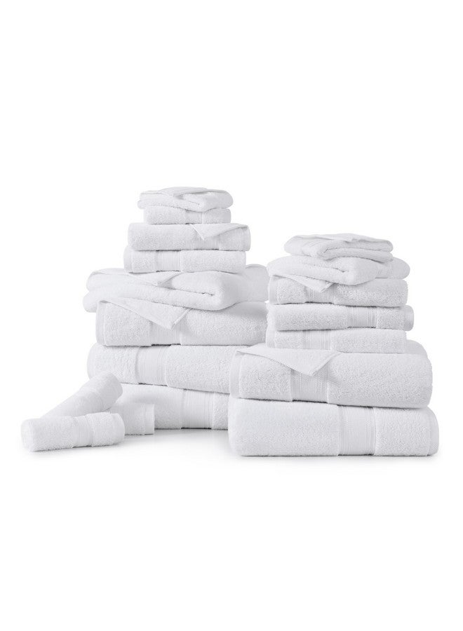 LANE LINEN LANE LINEN 100% Mercerized Cotton Luxury Bathroom Towel Set - 18 Pcs - Super Soft, Fluffy & Highly Absorbent - 6 Bath Towels, 6 Washcloths, 6 Hand Towels - Complete Family Pack - White Bath Towel Set  - Image 2