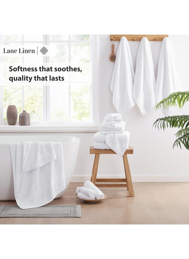 LANE LINEN LANE LINEN 100% Mercerized Cotton Luxury Bathroom Towel Set - 18 Pcs - Super Soft, Fluffy & Highly Absorbent - 6 Bath Towels, 6 Washcloths, 6 Hand Towels - Complete Family Pack - White Bath Towel Set  - Image 4