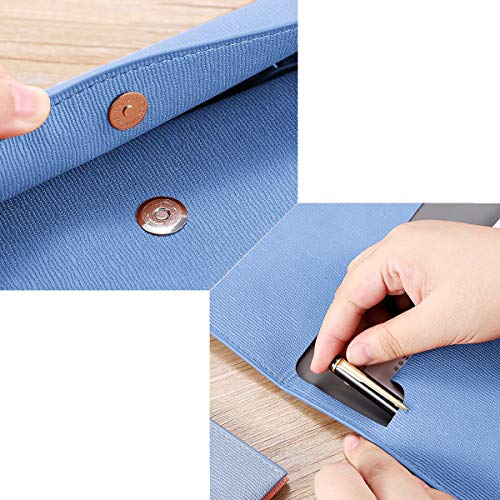 Enyuwlcm PU Leather A4 File Folder Document Holder Waterproof Portfolio Envelope Folder Case with Snap Closure Blue - Image 4