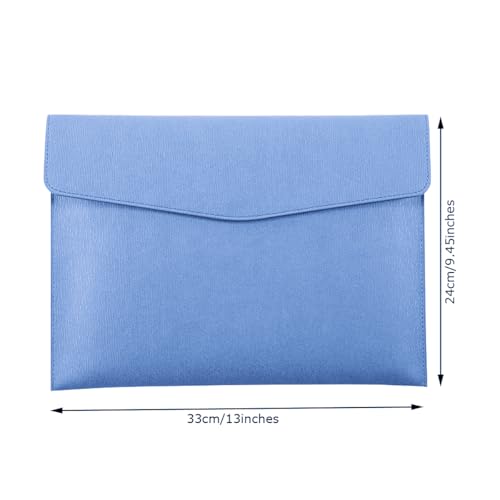 Enyuwlcm PU Leather A4 File Folder Document Holder Waterproof Portfolio Envelope Folder Case with Snap Closure Blue - Image 2