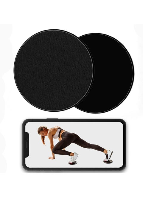 Core Sliders for Working Out, Dual Sided Exercise Gliding Discs, Used on Carpet or Hard Floors, Home Ab Pads Exercise Equipment, Strength Slides for Ab Workout and Full Body Workout (Black)