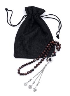 Subhati Prayer Beads ( Misbah ) with metal Parts and Red Tiger Eye Stone | 8 MM Beads - 45 Pcs  - Image 3
