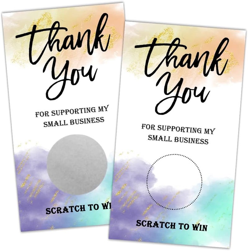 REWIDPARTY 50 Blank Scratch Off Cards Vouchers, Watercolor Thank You Cards, Personalized Gift Cards, for Small Business, Restaurant, Spa Beauty Makeup Hair Salon, Wedding, Baby Shower, Party Supply(Style #5) - Image 1