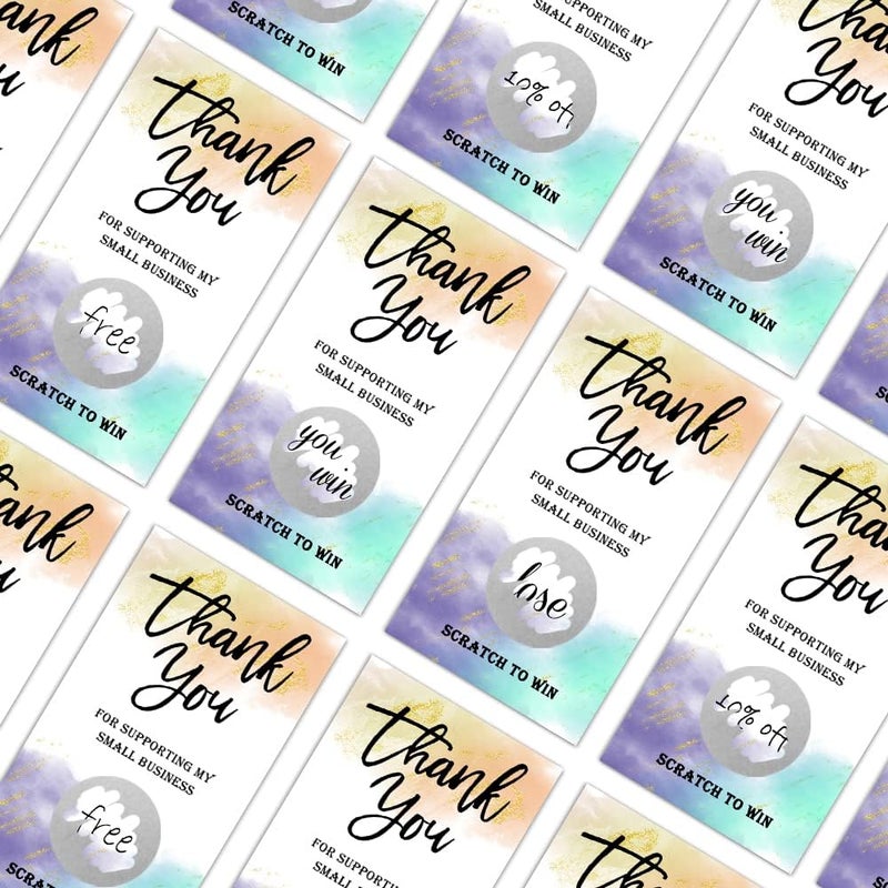 REWIDPARTY 50 Blank Scratch Off Cards Vouchers, Watercolor Thank You Cards, Personalized Gift Cards, for Small Business, Restaurant, Spa Beauty Makeup Hair Salon, Wedding, Baby Shower, Party Supply(Style #5) - Image 5