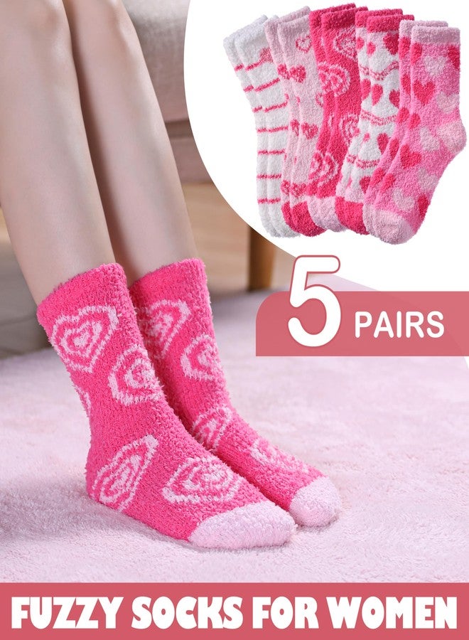 LINEMIN Womens Fuzzy Socks Cozy Fluffy Winter Slipper Warm Thick Fleece Soft Home Sleeping Socks, Mix Heart-shaped, One size - Image 3