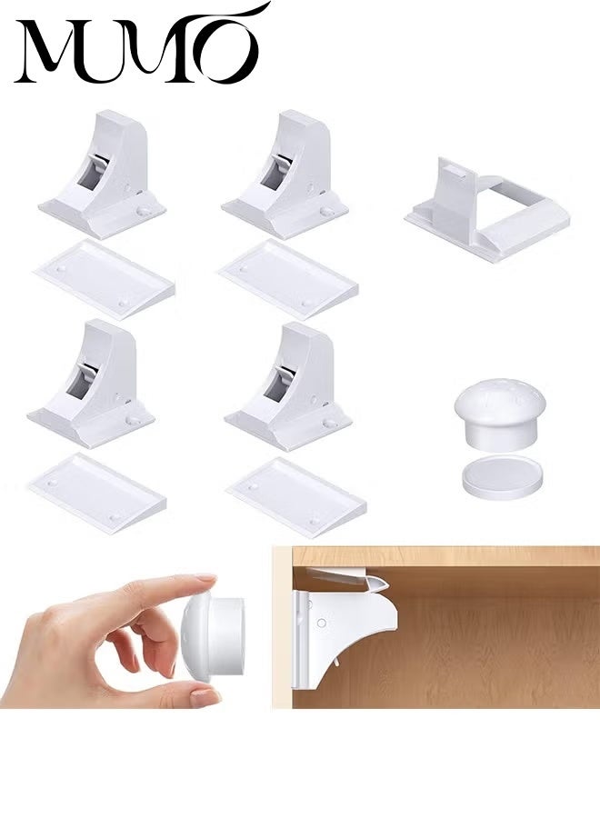 MUMO Child Safety Magnetic Cabinet Locks(4 Locks + 1 Keys), Easy Install Magnetic Cabinet Locks Child Proofing, No Tools Or Screws Needed - Image 1