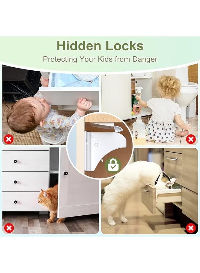 MUMO Child Safety Magnetic Cabinet Locks(4 Locks + 1 Keys), Easy Install Magnetic Cabinet Locks Child Proofing, No Tools Or Screws Needed - Image 4