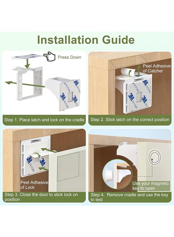 MUMO Child Safety Magnetic Cabinet Locks(4 Locks + 1 Keys), Easy Install Magnetic Cabinet Locks Child Proofing, No Tools Or Screws Needed - Image 5