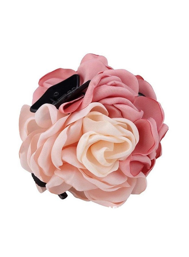 Suoirblss 2Pcs Sweet Large Rose Flower Hair Claws Beauty Ribbon Bow Hair Clips Headwear Hair Jewelry For Women Accessories (Pink + Blue) - Image 4