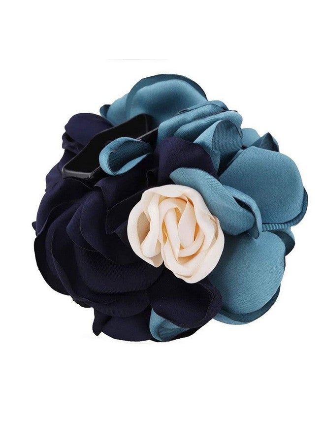 Suoirblss 2Pcs Sweet Large Rose Flower Hair Claws Beauty Ribbon Bow Hair Clips Headwear Hair Jewelry For Women Accessories (Pink + Blue) - Image 5