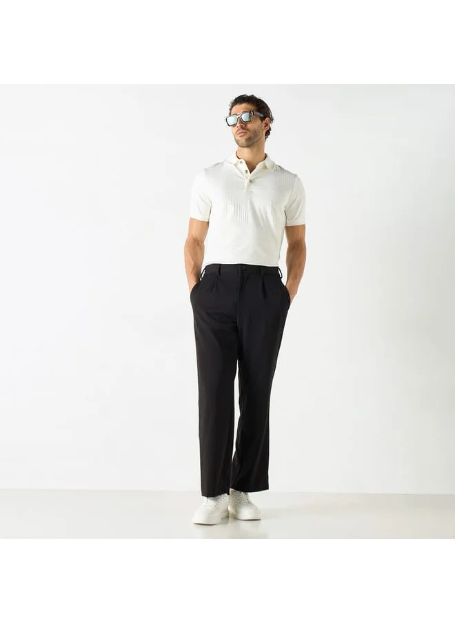 Iconic Iconic Textured Polo T-shirt with Short Sleeves