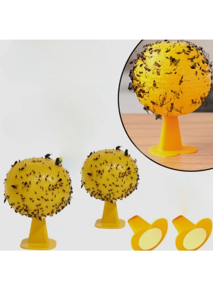 2 Yellow Fruit Fly Traps, Sticky Insect Balls, Natural and Eco-Friendly Fruit Fly Trap, Ant, Mosquitoes and Spiders - Image 1