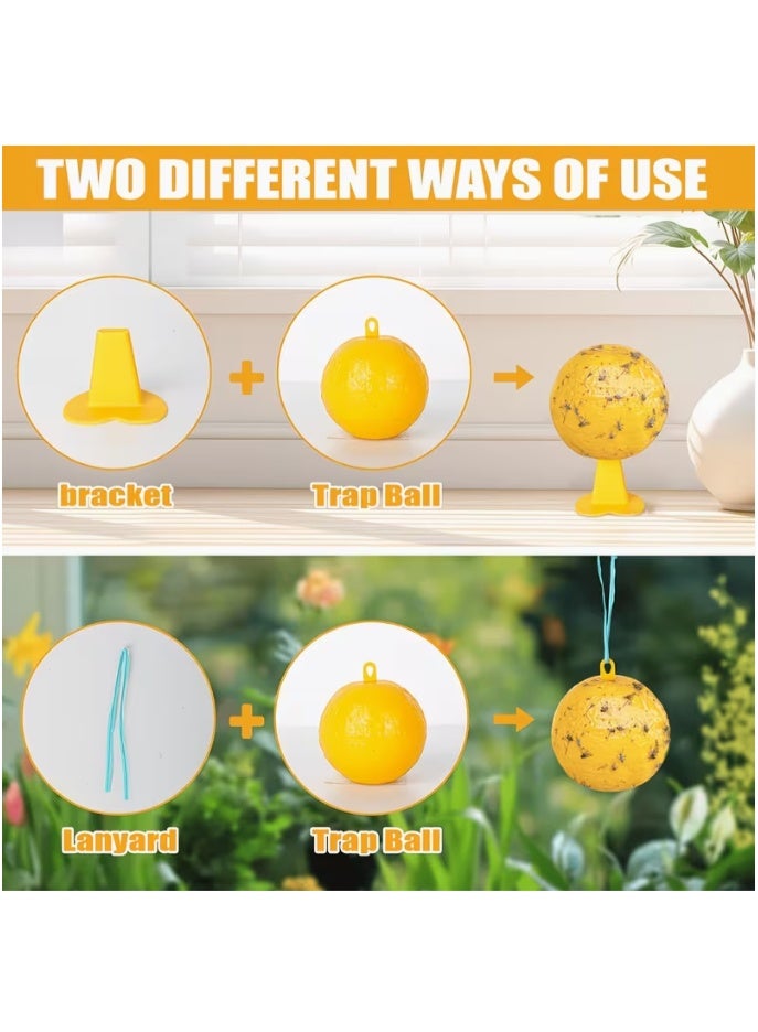 2 Yellow Fruit Fly Traps, Sticky Insect Balls, Natural and Eco-Friendly Fruit Fly Trap, Ant, Mosquitoes and Spiders - Image 3