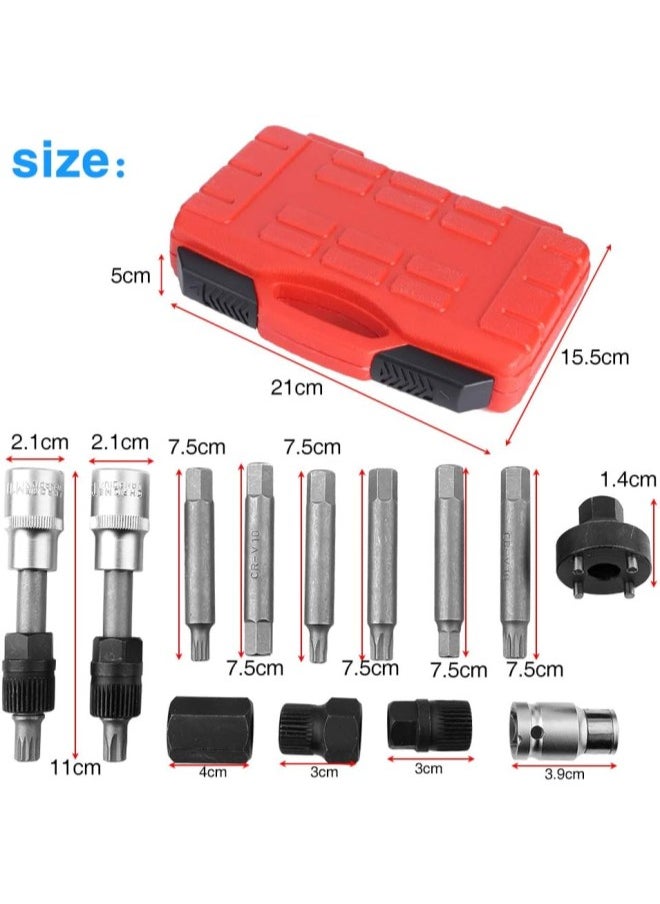 klarako - 13 Pcs Alternator Pulley Removal Tool Alternator Freewheel Pulley Removal Socket Bit Set Garage Service Tool Kit - Image 1