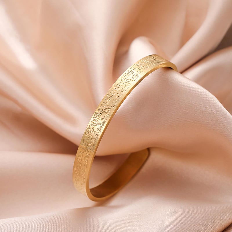 VASSAGO Ayatul Kursi Bracelet for Women Men Muslim Quran Allah Openable Bangles Arabic Calligraphy Cuff Bracelet Islam Eid Islamic Jewelry Gifts (Ayatul Kursi Bracelet) - Image 2
