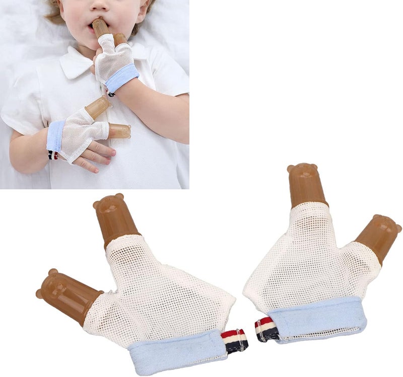 klarako Wrist Buckle Thumb 1 Pair Stop Thumbsucking Thumb Sucking Kids Baby Child Finger Guard Sucking Stop Nursing Baby Thumb Sucking Stop Finger Silicone Protection with Breathable (L) Large - Image 4