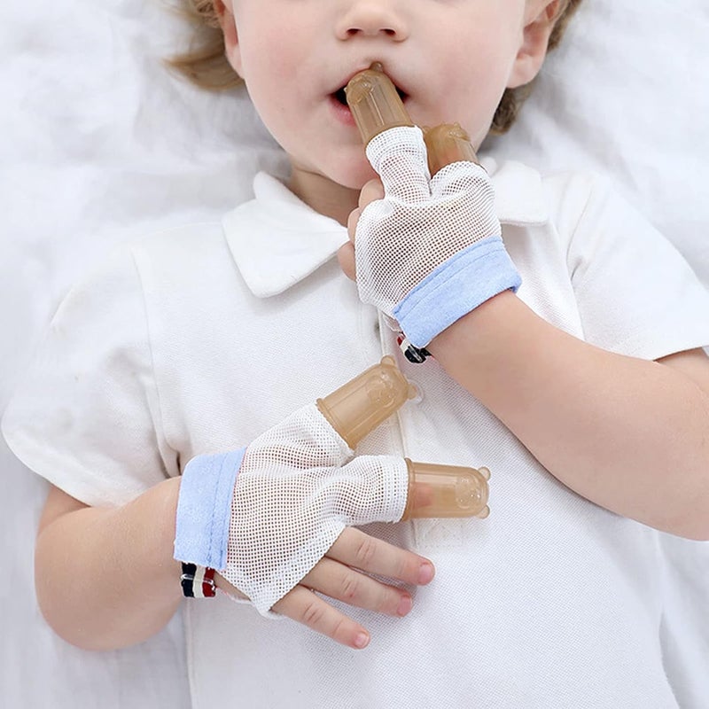 klarako Wrist Buckle Thumb 1 Pair Stop Thumbsucking Thumb Sucking Kids Baby Child Finger Guard Sucking Stop Nursing Baby Thumb Sucking Stop Finger Silicone Protection with Breathable (L) Large - Image 2
