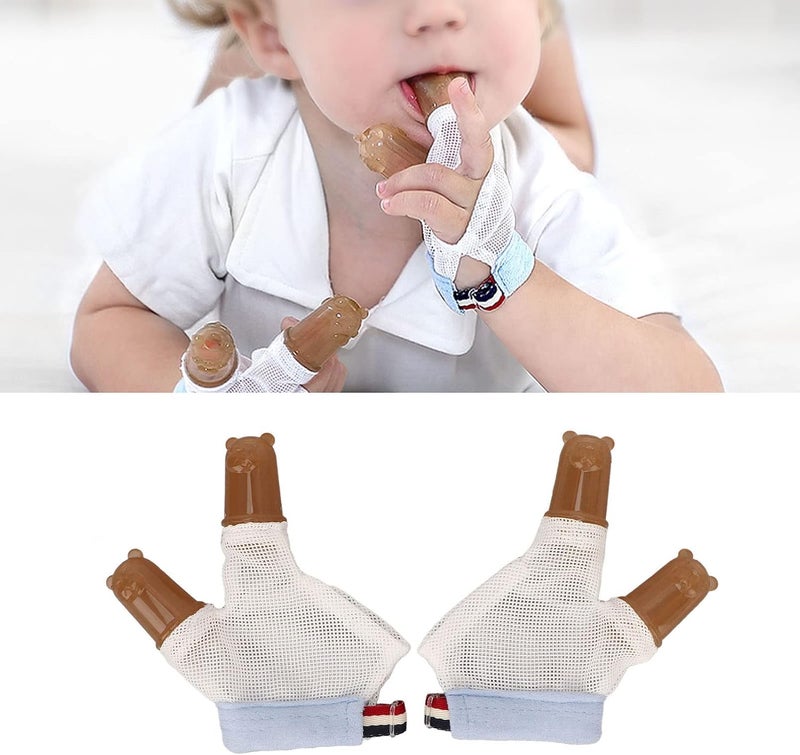 klarako Wrist Buckle Thumb 1 Pair Stop Thumbsucking Thumb Sucking Kids Baby Child Finger Guard Sucking Stop Nursing Baby Thumb Sucking Stop Finger Silicone Protection with Breathable (L) Large - Image 1