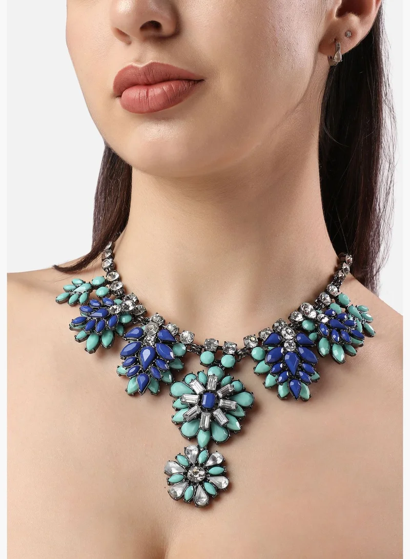 SOHI Silver Plated Designer Stone Party Necklace For Women