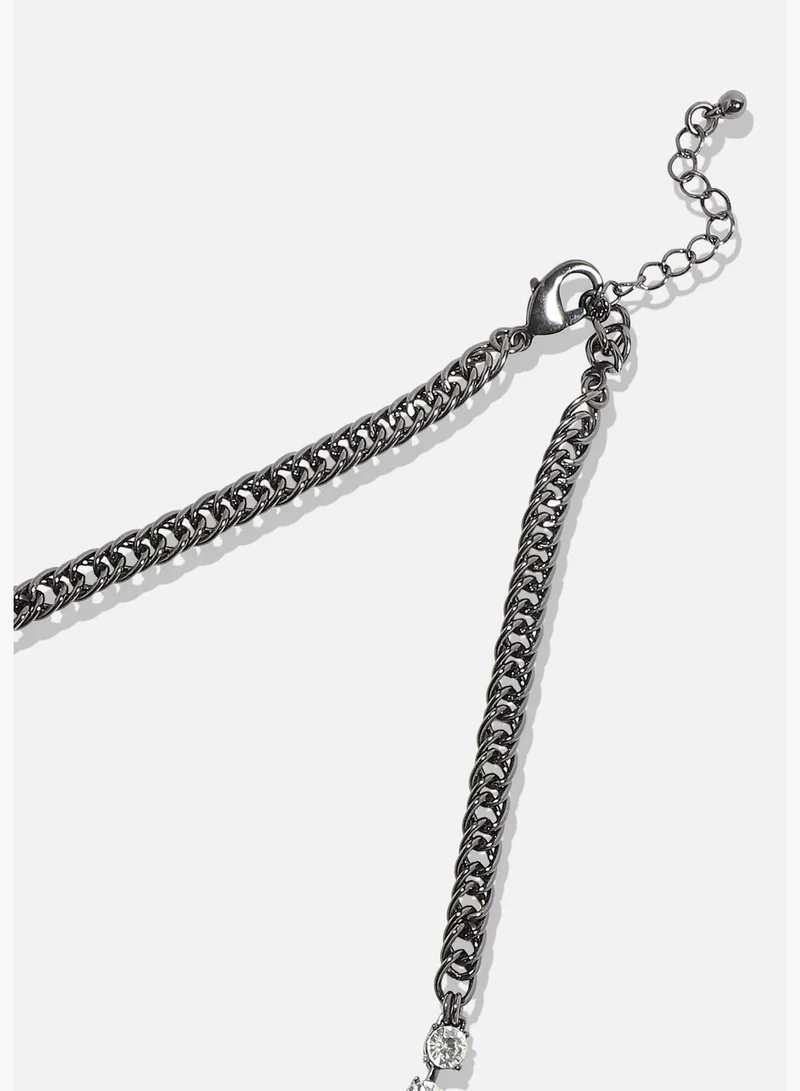 SOHI Silver Plated Designer Stone Party Necklace For Women